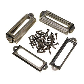 ONLYKXY 20Pcs Antique Brass Metal Drawer Door Lab Tag Label Pull Frame Handle File Name Card Holder for Furniture Cabinet Hardware Box Case Bin 17x60mm (Bronze)