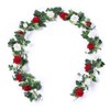 Floweroyal 2pcs Artificial Rose Vines 5.5ft Velvet Flowers for Garland Hanging and Wedding Decor (Red and White).