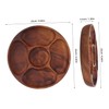 FELTECHELECTR Round Acacia Wood Snack Plate with Compartments for Dried