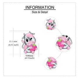 ONEFINITY Cow Earrings Sterling Silver Strawberry Cow Stud Earrings Animal Lover Jewelry Birthday Gifts for Women Girls