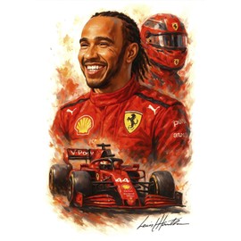 Lewis Hamilton Autographed Splash Art Watercolour Print. Formula One. (A4 PRINT ONLY)