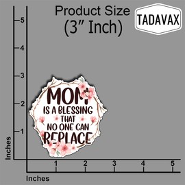 (3Pcs) Mom is A Blessing That No One Can Replace Sticker Waterproof Vinyl for Water Bottle Gifts for Mom from Daughters Sons, Mothers Day, Christmas, Birthday, Grandma Gifts, New Moms 3"x2.7" Inch