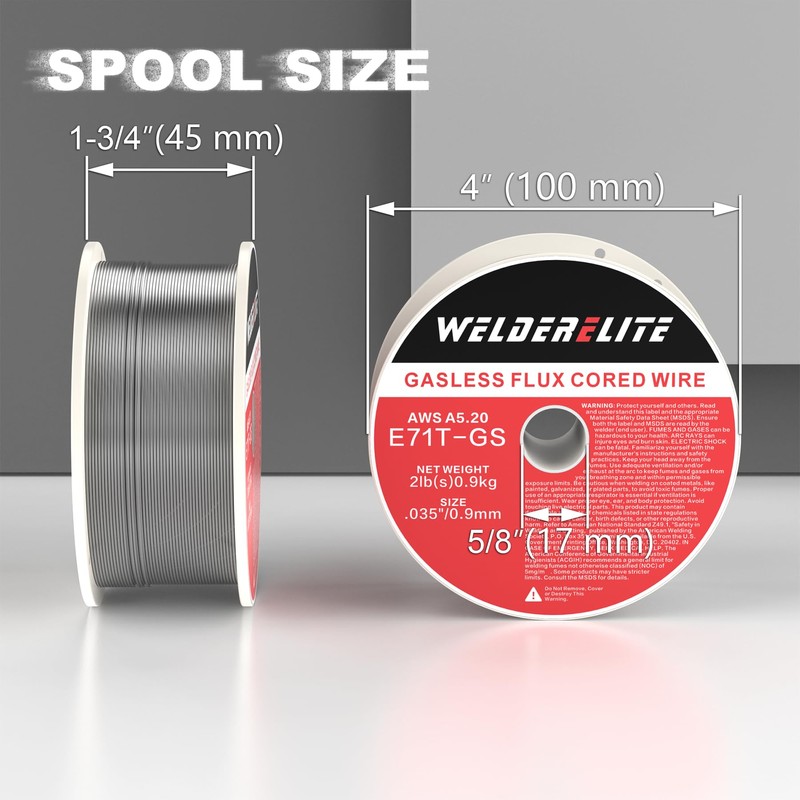 WelderElite 0.035" Gasless Flux Core MIG Wire, Single 2lb Spool,