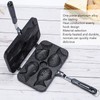 Taiyaki Frypan 4 Grids Non Stick Double Sided with Black