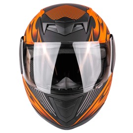 Typhoon Youth Kids Full Face Helmet with Shield & Gloves Combo Motorcycle Street Dirt Bike - Matte Orange (Large)