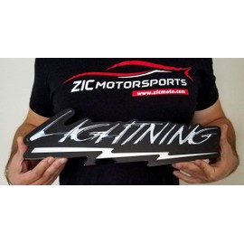 ZIC Motorsports Ford F-150 SVT Lightning Emblem Badge Heavy Duty Metal Garage Wall Sign - 16" X 5"