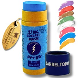 Barreltopia Surf Stick Sun Cream Face 50+ Zinc Blue Colouring Pencils - Sun Cream Face SPF 50 - Sunscreen Waterproof Eco Natural