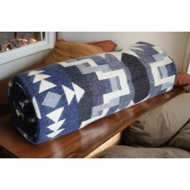 Alpaca Wool Blanket—Cosy Light Blue Hues—Approx. 58" x 45"—Cozy, Plush, Breathable, Reversible—Fair Trade, Andes Elegante—Great Gift Idea