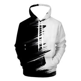 QiErDesign White Black Hoodies for Men Women 3D Print Graphic Fleece Sweatshirts Pullover Novelty Hoody Hooded With Pockets