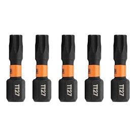 TORX T27 Tamper Proof Bits - T27 Security 1" Star Bits with 1/4" Hex Shank. 5-Pack S2 Steel Tamper-Resistant