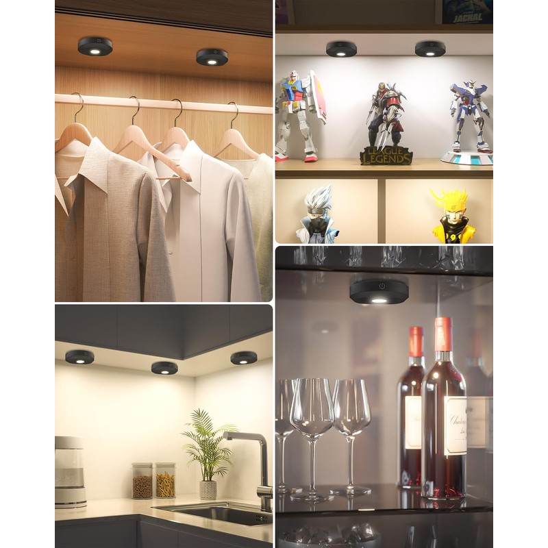 WILLED Puck Lights with Remote Control,3 Colors Under Cabinet Lighting