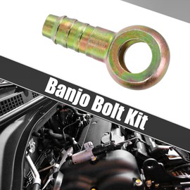 X AUTOHAUX 1Set Banjo Bolt Kit M12x1.5 Banjo Bolt Hose Barb Fitting Brake Line Fitting Adapter with Copper Washers for Motorcycle Car Iron Bronze Tone