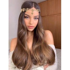 Blindery Rhinestone Head Chain Jewelry Headband Gold Headpiece Hair Chain Cyrstal Head Jewelry Festival Party Wedding for Women and Girls