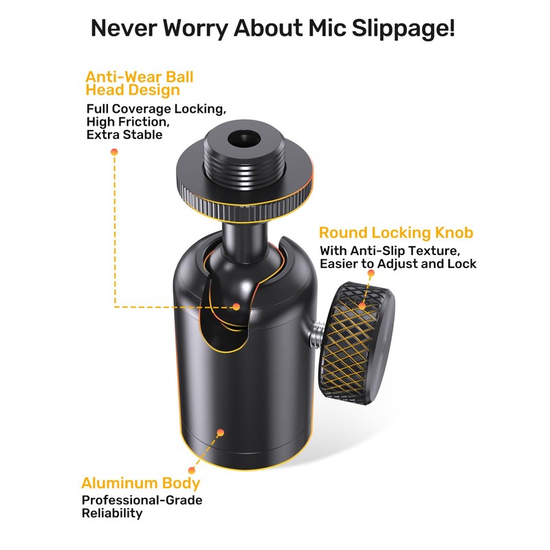 Ball and Socket Head Microphone Adapter with Angle Adjustment