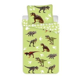 Brandmac Dinosaur Duvet Cover 100% Cotton Duvet Cover for Babies 100 x 135 cm + Pillowcase 40 x 60 cm Green