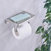 Toilet Paper Holder with Phone Shelf Solid Metal Bathroom Wall