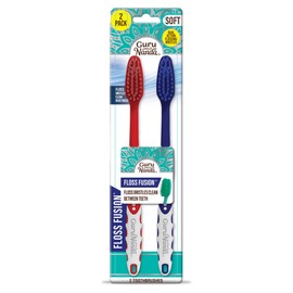 GuruNanda Floss Fusion Toothbrush with Dual Action Soft Flossing Bristles, Ultra-fine Tapered Bristles for Deeper Cleaning, BPA & PFAS-Free, (2 Count)