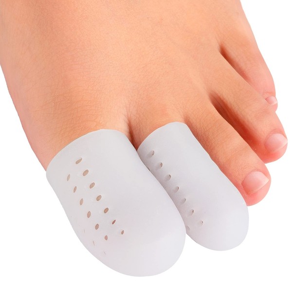 Welnove Pack of 16 Toe Protectors, Gel Toe Caps, Breathable Toe Sleeves, Pain Relief and Prevention for Corn, Blister and Ingredients (10 Large for Big Toes + 6 Medium for Small Toes) - White