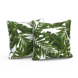 LVTXIII Set of 2 Patio Throw Pillows Waterproof 20"x20" Fade Resistant Outdoor Throw Pillows with Inserts, Fluffy Decorative Garden Toss Pillow Cushions for Home Patio Coach Sofa Use, Palms Green