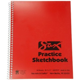 Sax Spiral Binding Smooth Sketchbook, 20 lb, 8-1/2 x 11 Inches, 50 Sheets, Red