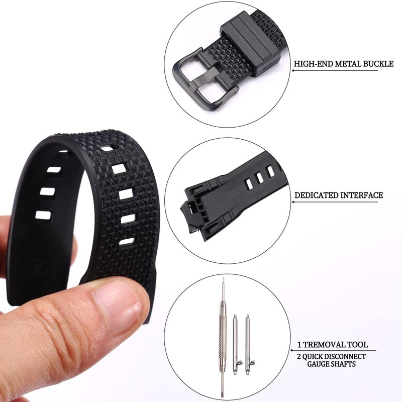 XBHSW Rubber Watch Band for Casio G-Shock G-Steel GST-B400-1AJF GSTB400-1A