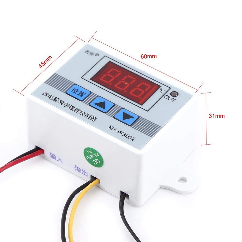 Digital Temperature Controller Pre-Wired Thermostat with Waterproof Sensor, XH-W3002 DC
