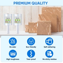 TICONN 2Pk Stretch Wrap Stretch Film Roll, 1000ft Industrial Strength 5 inch Wide Clear Plastic Wrap with Handles for Pallet Wrapping Shipping Moving
