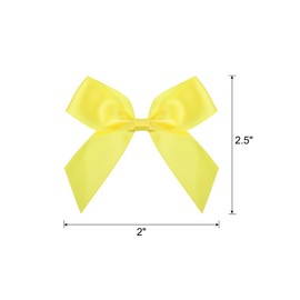 MECCANIXITY 50Pcs Mini Ribbon Bow 2.5" Mini Fabric Satin Ribbon Flower Bows for Craft DIY Sewing Wedding Birthday Party Yellow
