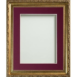 Frame Company Brompton Gold 8x6 inch Frame With Plum Mount for Image 6x4 inch *Choice of sizes* Fitted with Real Glass
