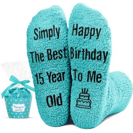 HAPPYPOP 15th Birthday Gifts Ideas - Socks for 15 Year Old Girls Boys, Quinceanera Gifts for Girl