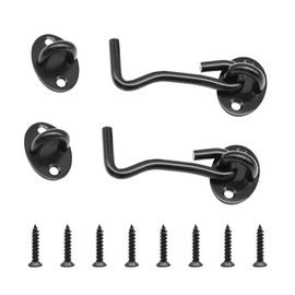 Ruidee 2Pcs Privacy Hook and Eye Latch 3in D Ring Barn Door Latch Eye Hook Latch Lock Easy Lock with Screws Stainless Steel Gate Latch for Window (75MM-FG)