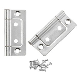 uxcell 2Pcs 2x1 Inch Door Hinges Non-Mortise No Noise Bifold Door Hinges Plating for Cabinet Furniture Window Wardrobe with Screws, Silver Tone