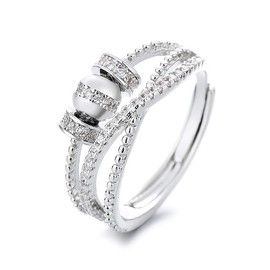 Anxiety Rings for Women Sterling Silver Adjustable Fidget Spinner Ring with Cubic Zirconia Stress Relief Gift for Daughter, Wife, Girlfriend Anxiety Relief Ring for Work, Study & Daily Wear