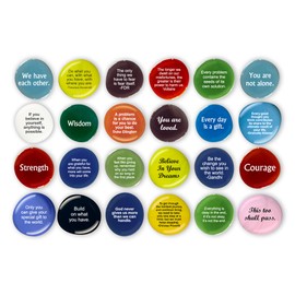 Encouragement Stones, Set of 24 Motivational and Inspirational Quotes and Sayings on Translucent and Opaque Glass Stones, by Lifeforce Glass.