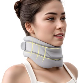 Neck Brace for Neck Pain and Support, Soft Neck Brace for Women & Men, Neck support with Support Pad, Adjustable Corrector Neck Brace for Sleeping, Relieves Pain and Spine Pressure (S(10.2"-14.2"))