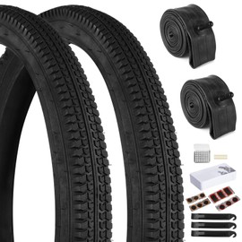 yeesport 2 Pcs 26 x 2.125 Bike Tire Foldable and 2 Pcs 1.75-2.215" Bike Tube with Tire Repair Tools, Bicycle Tires 26 x 2.125 Mountain Bike Tire Replacement Set,Portable MTB Tires for Hard Roads