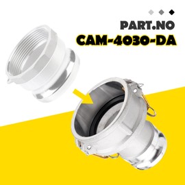Venussar DA4030 Type DA Cam and Groove Hose Fitting, 4" Female Camlock x 3" Male Camlock, 125PSI, Aluminum Material