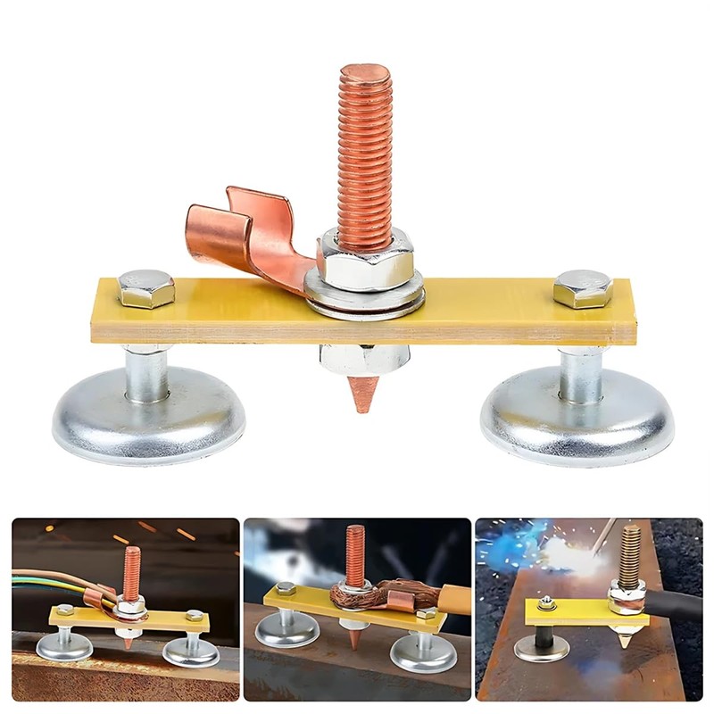 2PCS Magnetic Welding Ground Clamps - Strong Magnet Head Support