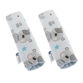 Medi Partners Children's Seat Belt Pads, Pack of 2, Car Seat Belt Protector for Car, 17 x 22 cm, 100% Cotton, Minky Shoulder Pads, Kids Belt Protection, Seat Belt (Teddy Bear with Light Blue Minky)