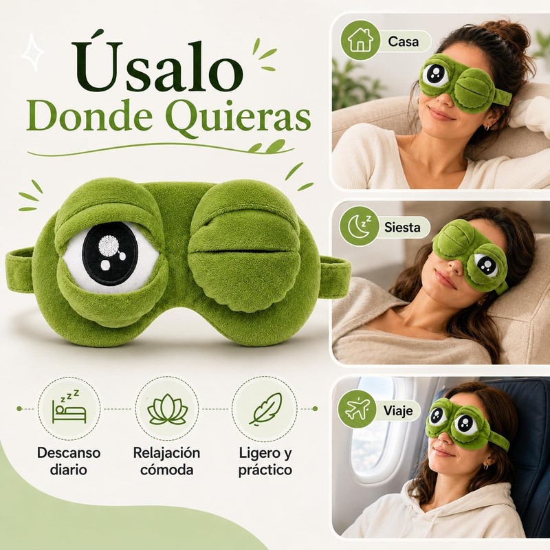 3D Frog Sleep Mask, Frog Eye Mask for Sleeping, Adjustable
