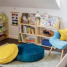 YIUOR Round Floor Pillow Cover Velvet Throw Seating Pouf Yoga Meditation Cushion Plush Case Reading Room Decor Cover Only (19.7IN, Yellow)