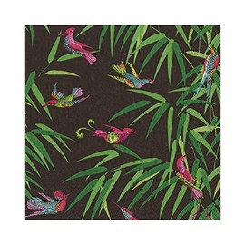 Caspari Birds in Paradise Paper Luncheon Napkins in Black, Four Packs of 20