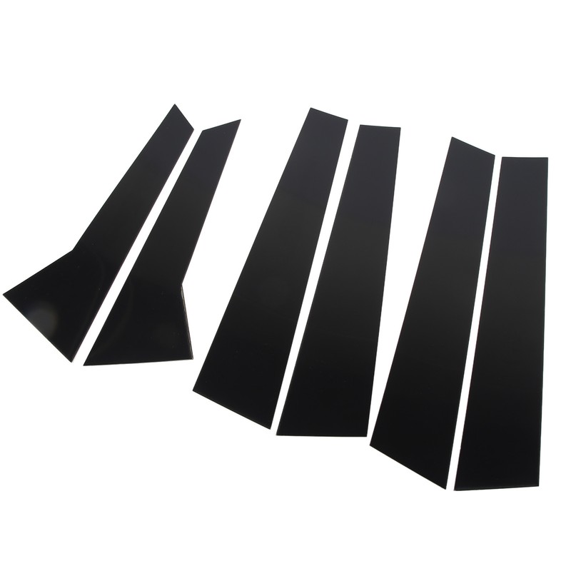 6Pcs B Pillar Posts Trim Glossy Black Exterior Window Decal