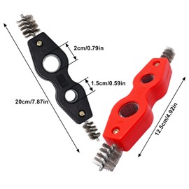 SWZHAI 2 Pack 4-in-1 Copper Pipe Cleaner, 1/2 in & 3/4 in Wire Brush Copper Pipe Brush, Inner & Outer Thread Cleaner Plumber Deburring Brushs Coppers Cleaning Brushs for Brazing, Plumbing, Soldering