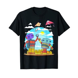 Robots w. Kites | Kids Cute Kite Flying Robotics Kiting Gift T-Shirt