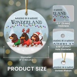 Dachshund Christmas Ornament 2025 - Wiener Dog Decor, Ceramic Hanging Ornament for Tree, Gifts for Women