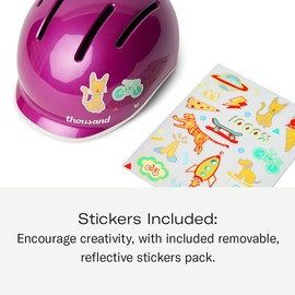 Thousand Kids Helmet – Free Reflective Sticker Pack to Customize, No Pinch Magnetic Buckle, Multi Sport Safety CSPC ASTM CE Certified – Jr Collection (Vivid Violet, Nylon Straps)