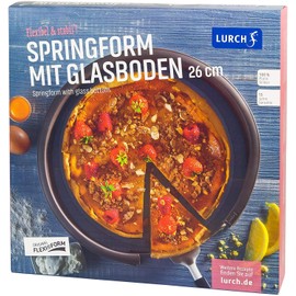 Lurch 85008 FlexiForm Springform mit Glasboden / runde Kuchenbackform (Ø 26 x 6 cm) aus 100% BPA-freiem Platin Silikon, braun