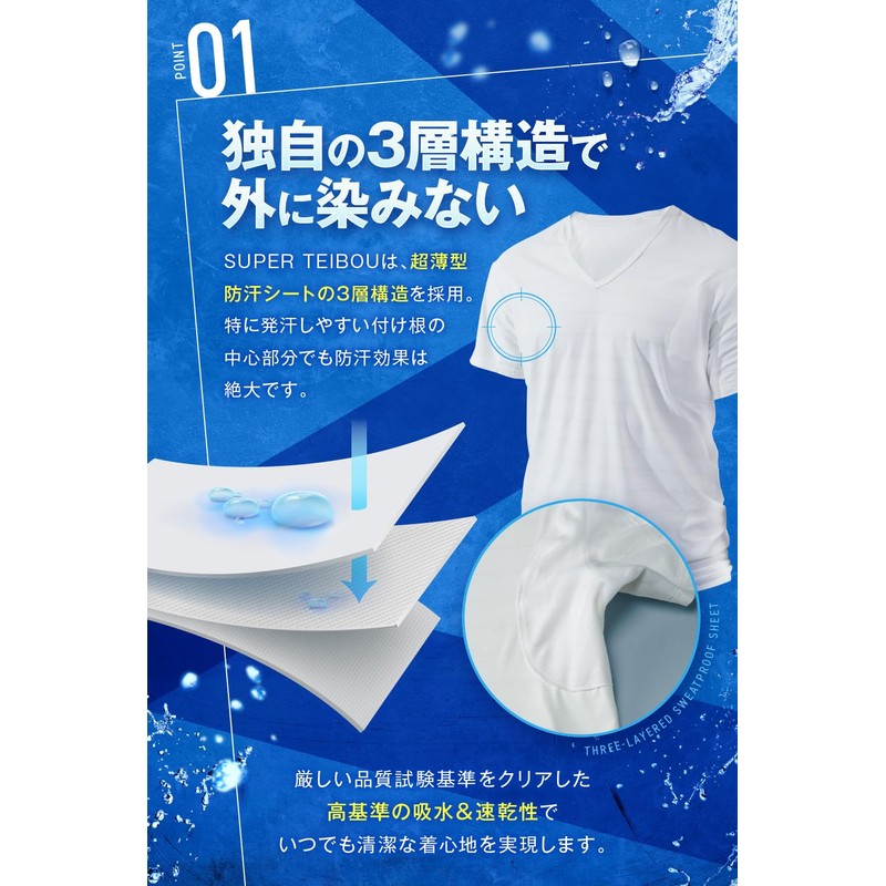 SUPER TEIBOU Men's Underarm Sweat Inner, Underarm Sweat Pad, Absorbent,