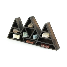 Zeckos Dark Brown Wooden Geometric Triangle Crystal Display Shelf 16.5 x 7.75 x 2 inch